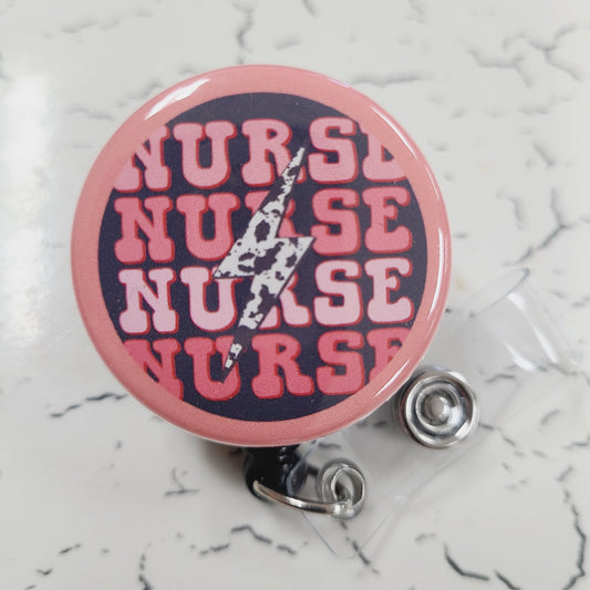 Nurse Badge Reel: Pink Shades - Retractable Swivel Back Alligator Clip ID Holder - Gifts for Nurses