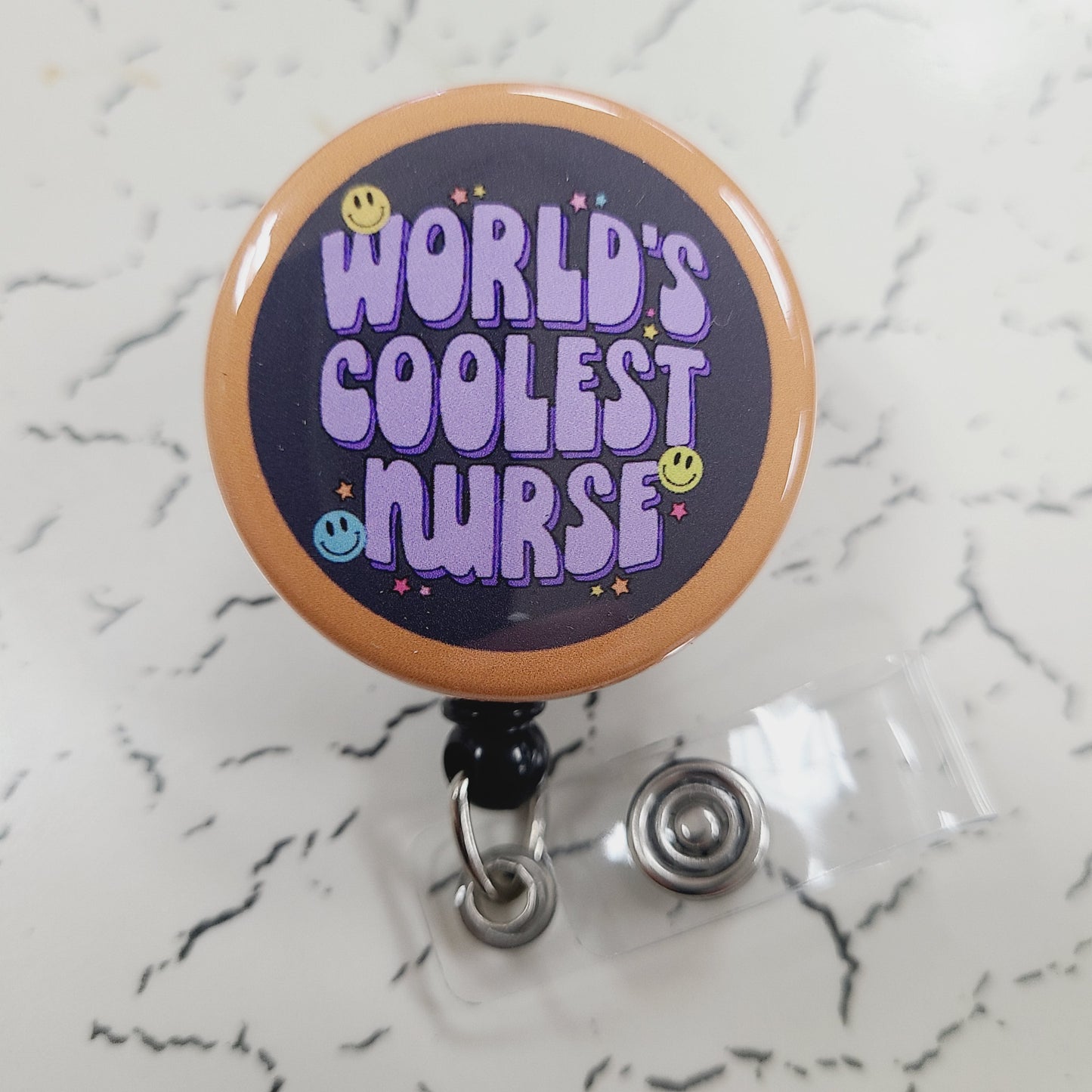 Nurse Badge Reel: World's Coolest Nurse - Retractable Swivel Back Alligator Clip ID Holder - Gifts for Nurses