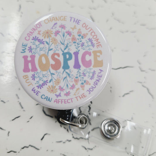 Nurse Badge Reel: Hospice Pastels, Cream Floral - Badge Reel, Retractable Swivel Back Alligator Clip ID Holder - Gifts for Nurses