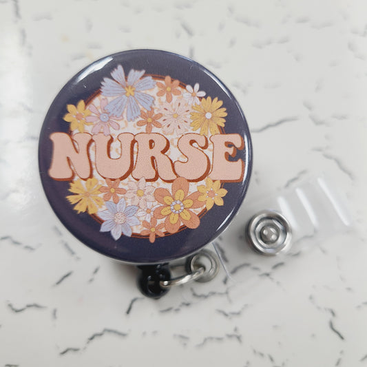 Nurse Badge Reel: Groovy Pastels - Retractable Swivel Back Alligator Clip ID Holder - Gifts for Nurses
