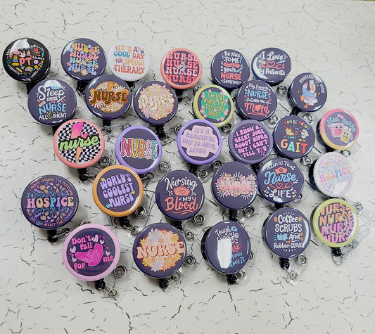 Badge Reels for Nurses (12 Piece Assortment, 1.5") - Retractable Swivel Back Alligator Clip