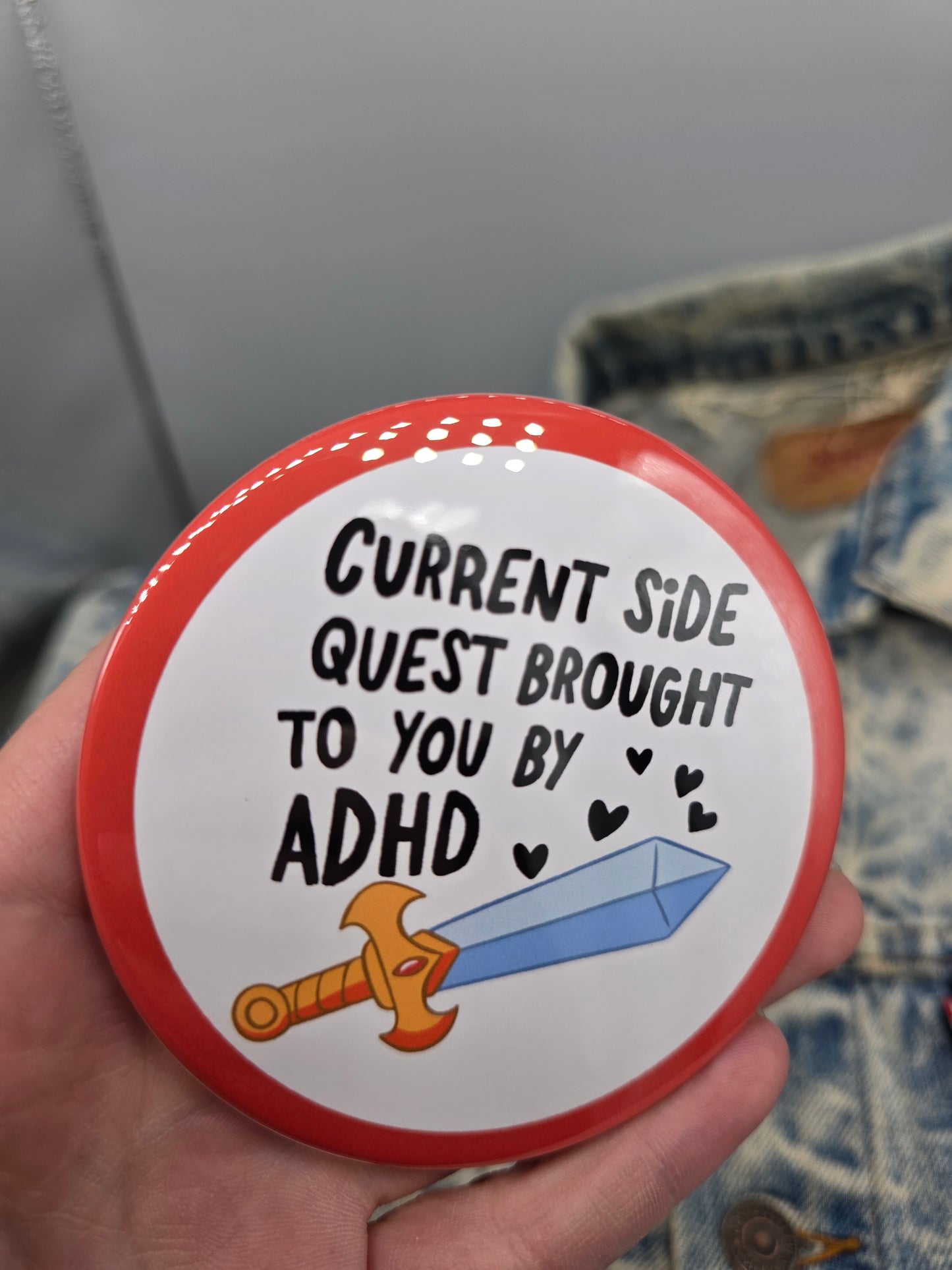 Big Pin! ADHD Side Quest - 3.5" Jumbo Button