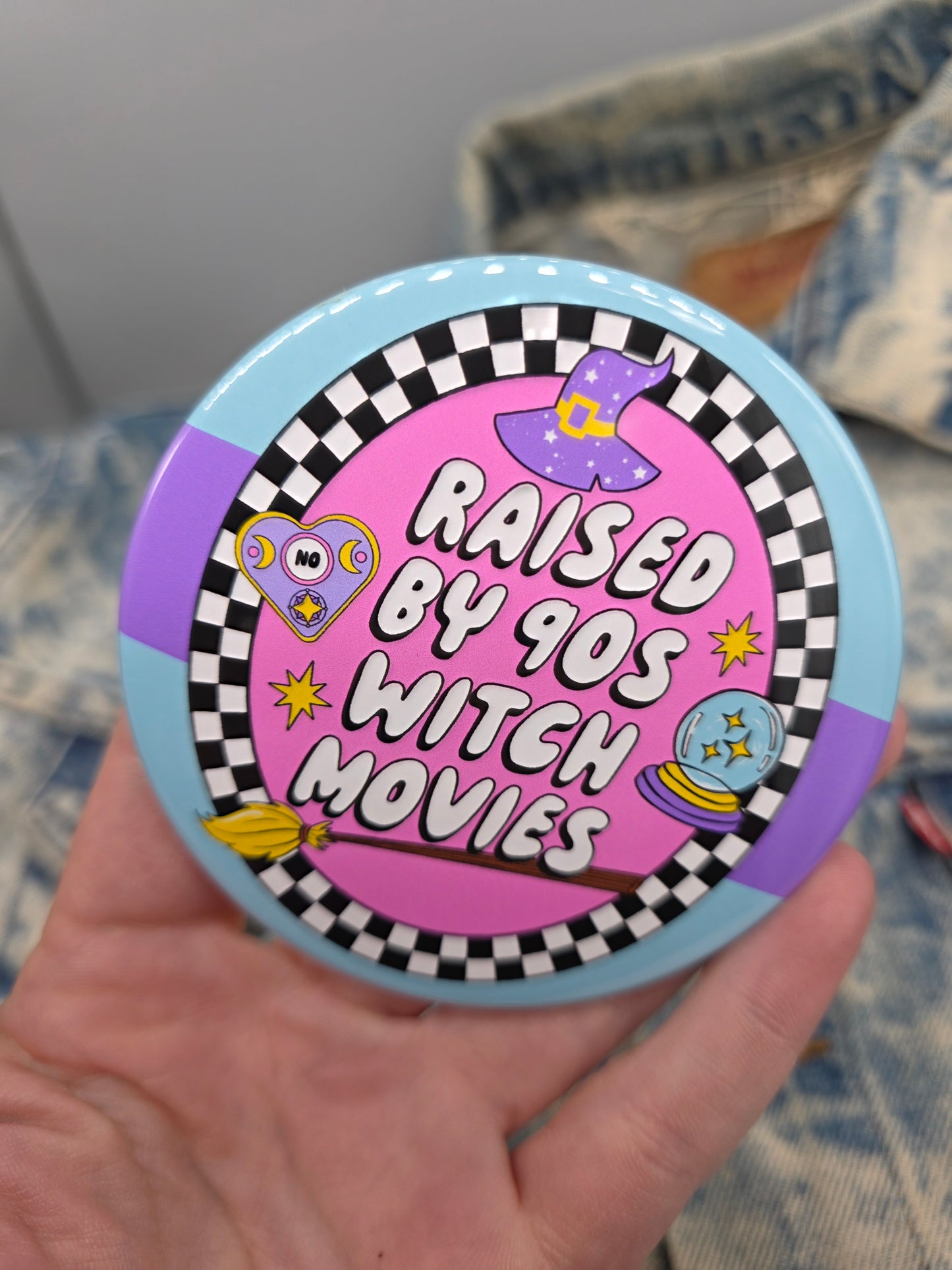 Big Pin! 90s Witch Movies - 3.5" Jumbo Button