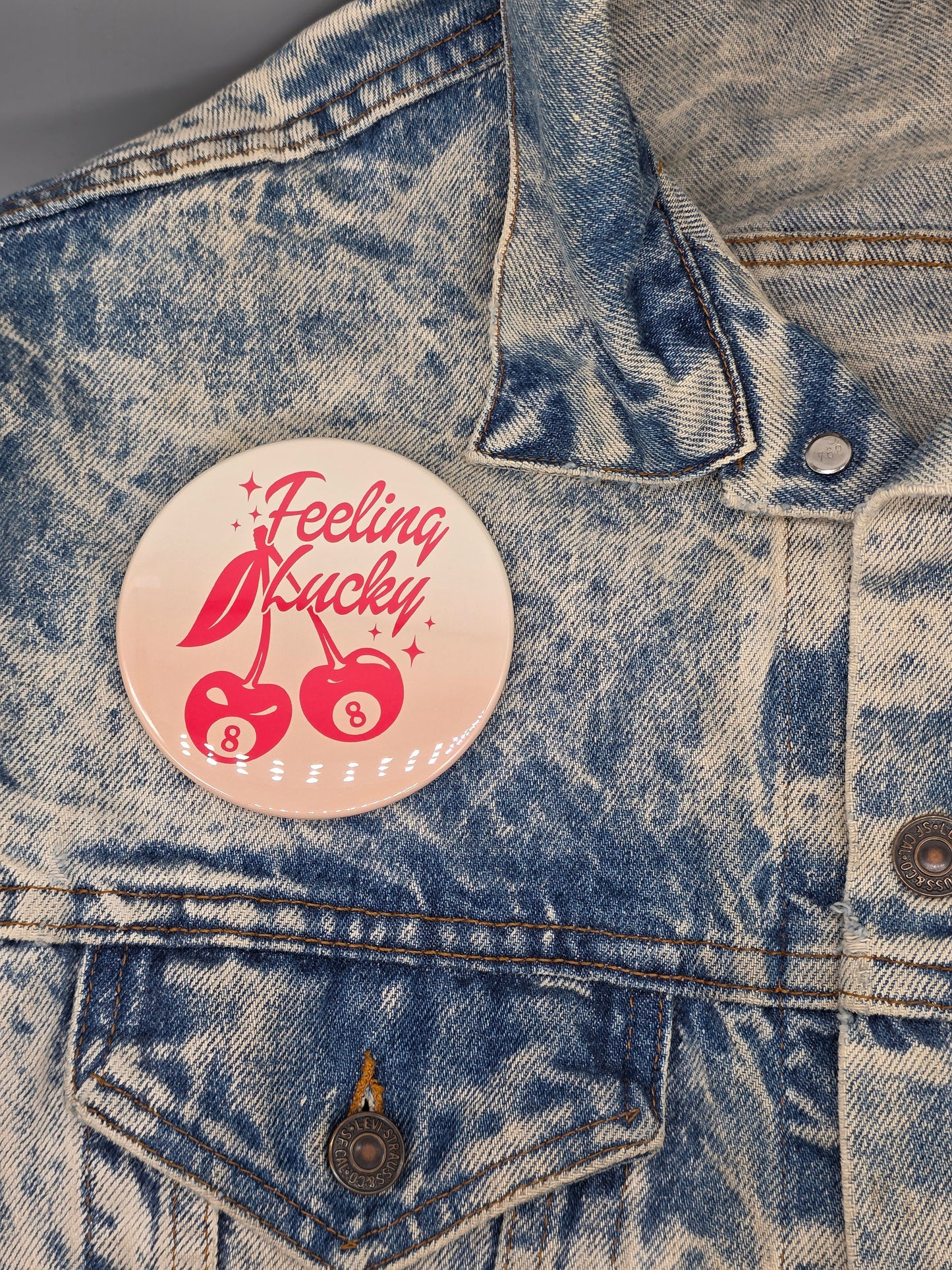 Big Pin! Feeling Lucky Cherries - 3.5" Jumbo Button
