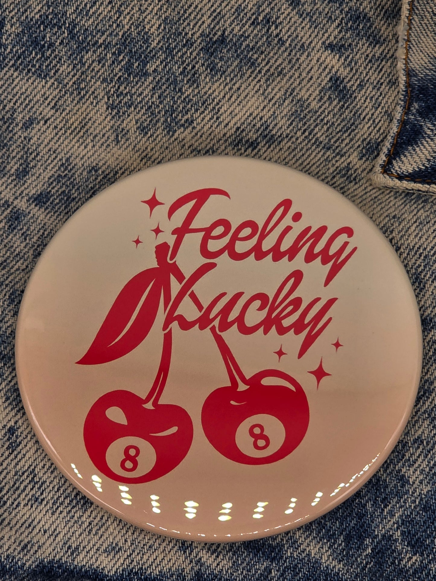 Big Pin! Feeling Lucky Cherries - 3.5" Jumbo Button