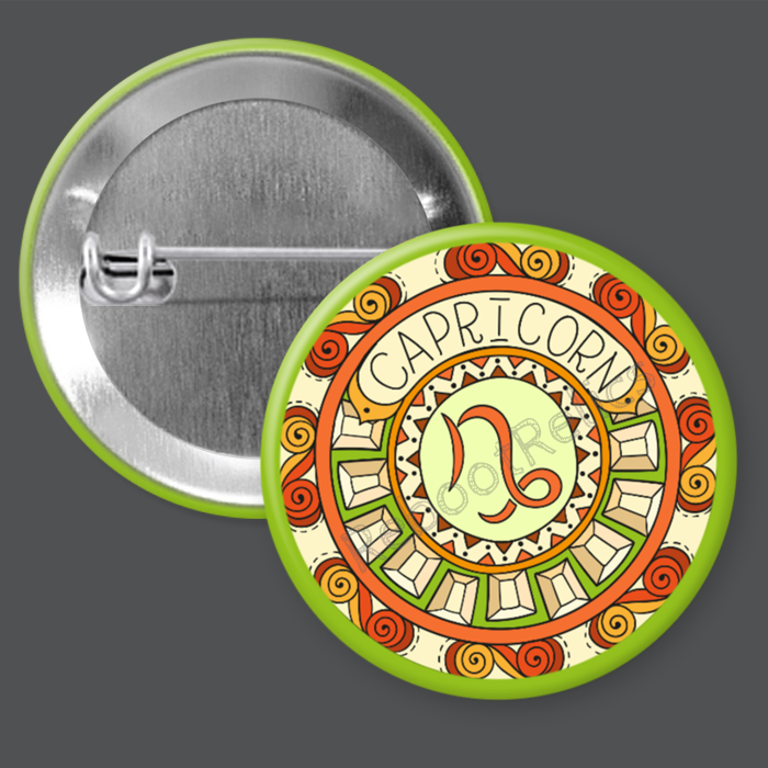 Capricorn: Colorful Astrology Sign - 1.5" or 2.25", Pin or Magnet