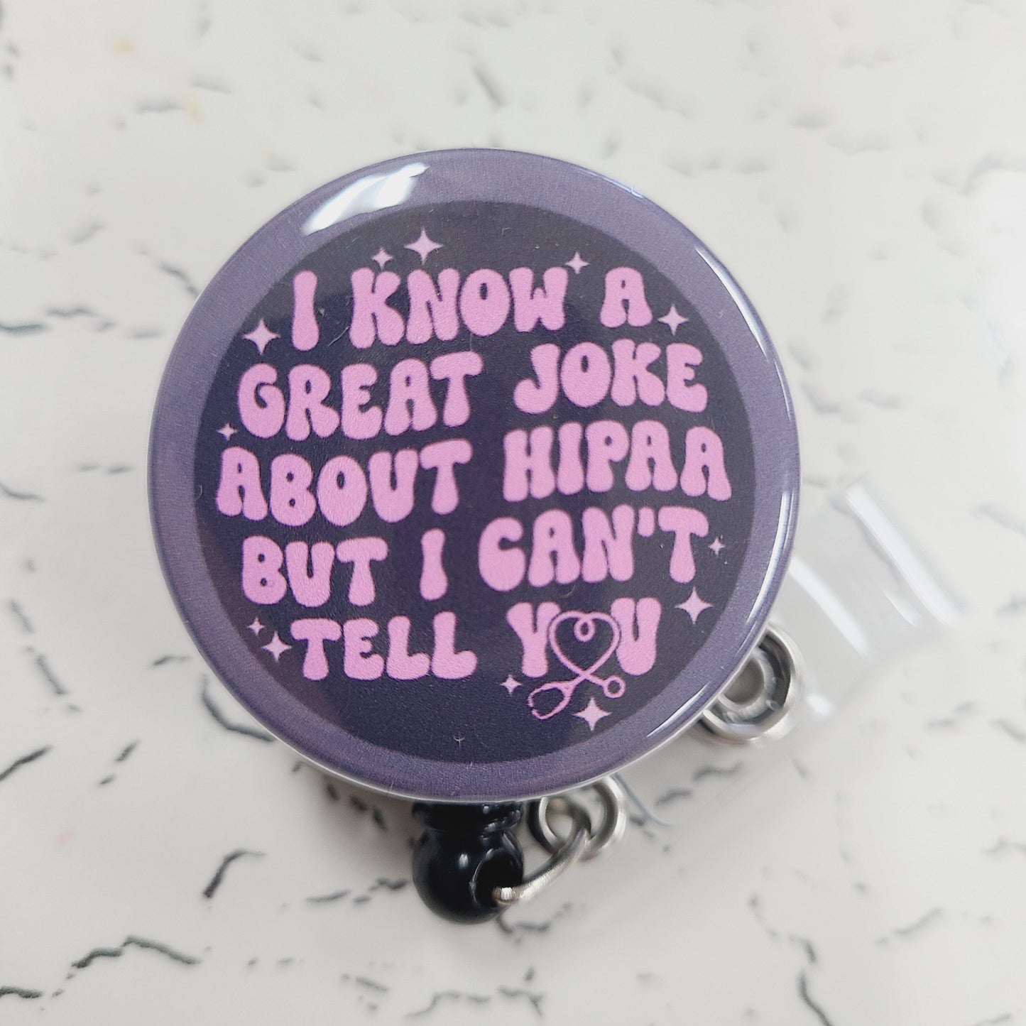 Nurse Badge Reel: I Know a Great Joke About HIPAA - Retractable Swivel Back Alligator Clip ID Holder - Gifts for Nurses