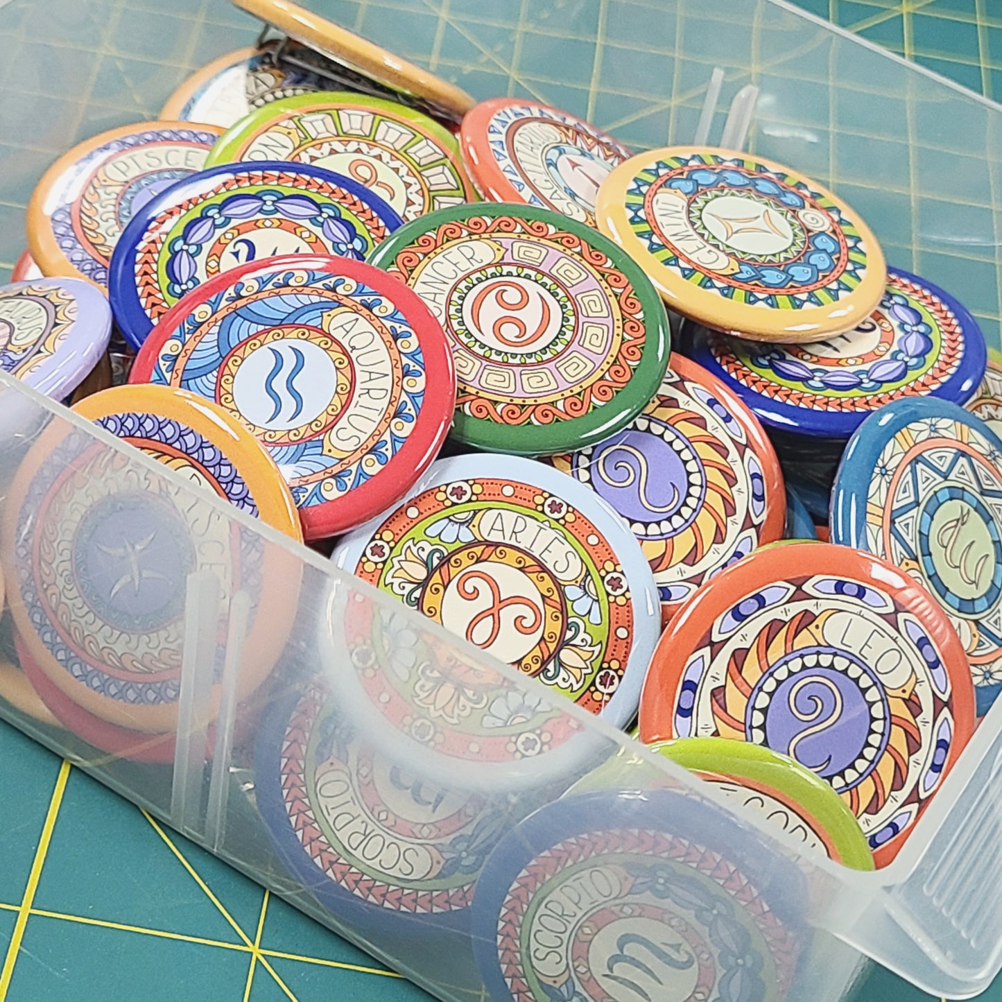 Zodiac Buttons - Bulk (5 of Each Design) - 1.50" Diameter