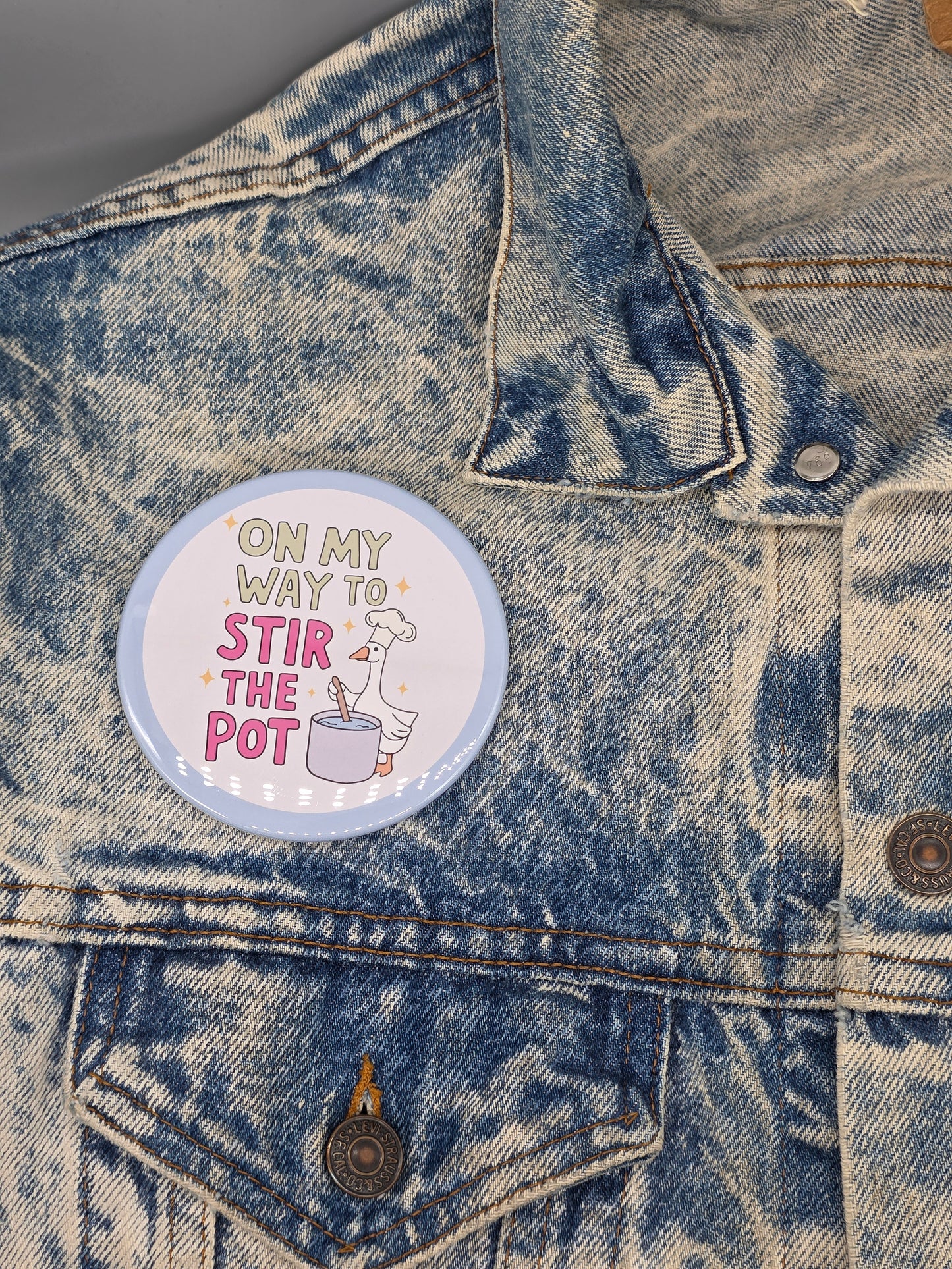 Big Pin! Stir the Pot Goose - 3.5" Jumbo Button