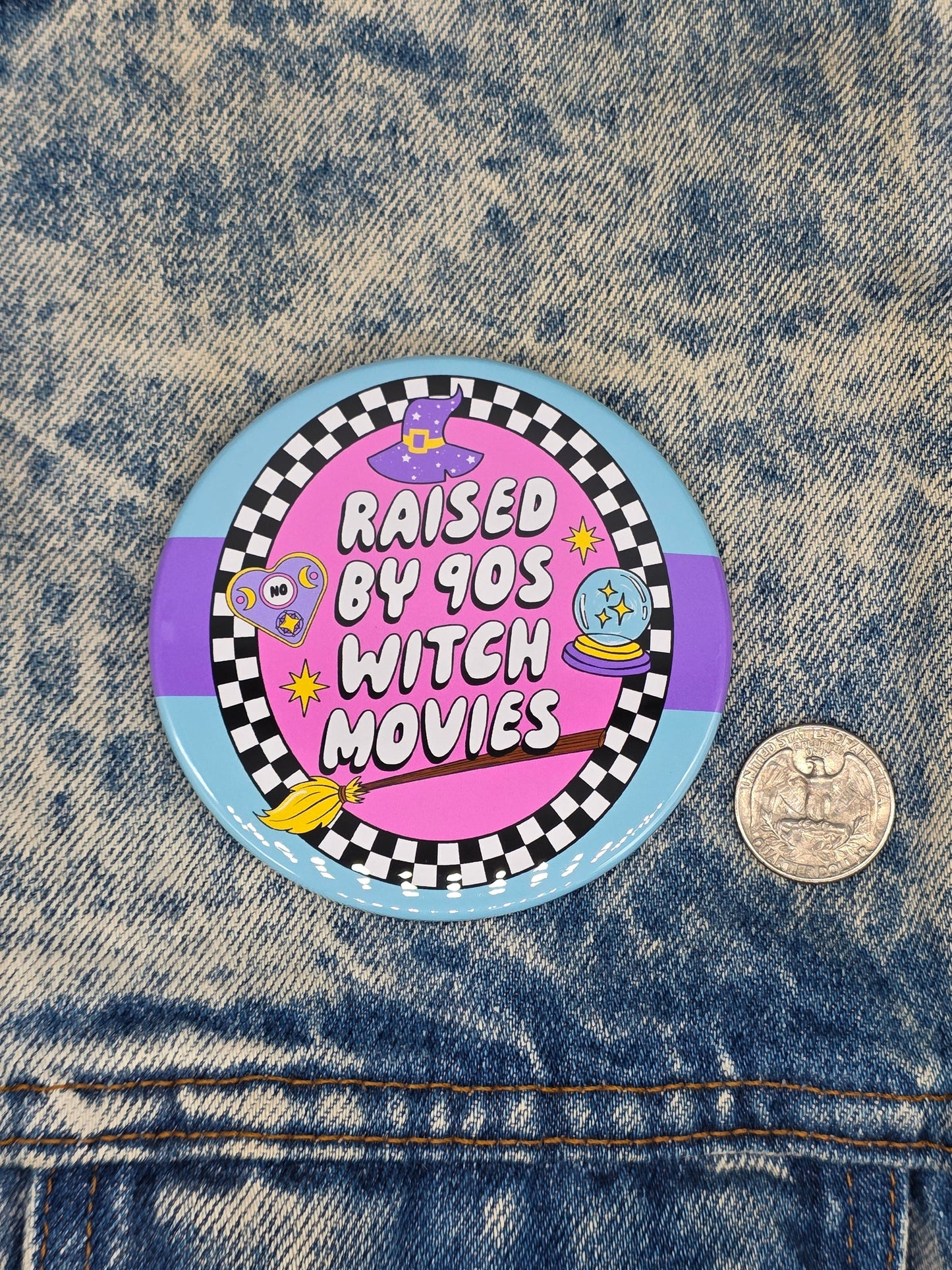Big Pin! 90s Witch Movies - 3.5" Jumbo Button