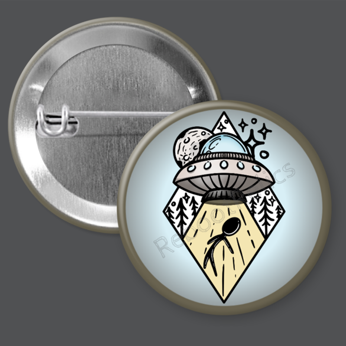 UFO Night Sky: Beam Me Up - 1.5" or 2.25", Pin or Magnet