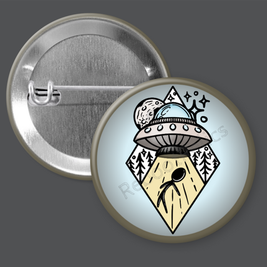 UFO Night Sky: Beam Me Up - 1.5" or 2.25", Pin or Magnet