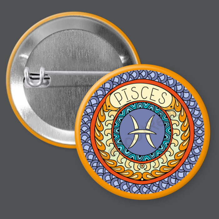 Pisces: Colorful Astrology Sign - 1.5" or 2.25", Pin or Magnet